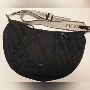 Oryany Banana Crescent Shoulder Bag Black Nylon Leather Crossbody Messenger Bag